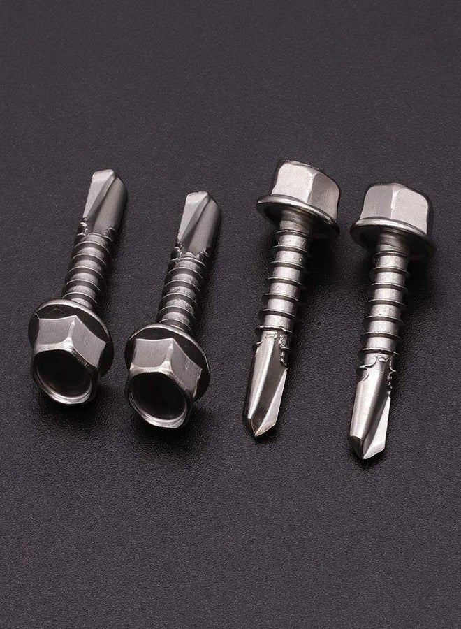 RoyceMart #8 x 1 (100 Pack) Hex Washer Head Self Drilling Screws (1/2" to 2" Available), 410 Stainless Steel Self Tapping Sheet Metal Screws, No Pre-drilled Needs - Image 2